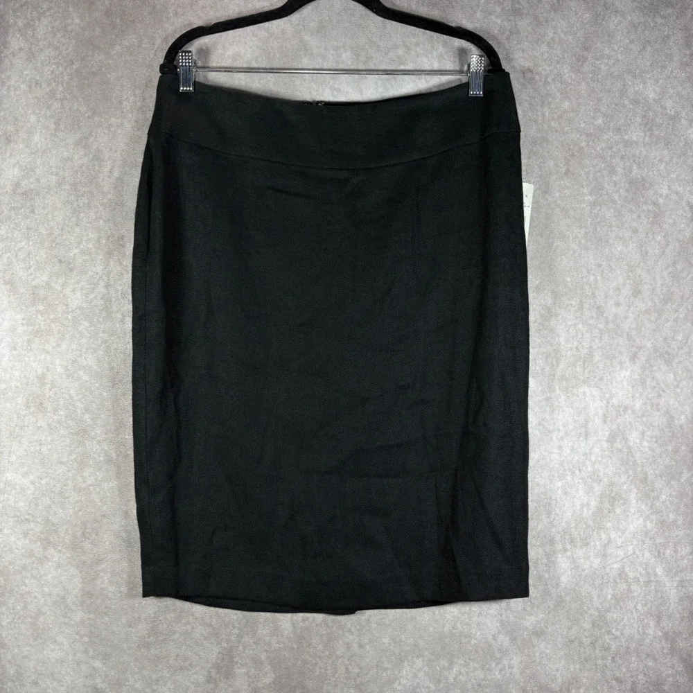 Lauren Ralph Lauren Pencil Skirt Womens 12 Black Fountainheal-F Linen Lined NEW